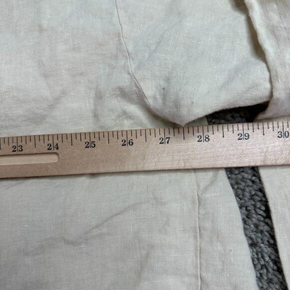 Bryn Walker Linen Jacket Womens L Cream Single Button Lagenlook Asymmetrical Hem - Picture 13 of 14